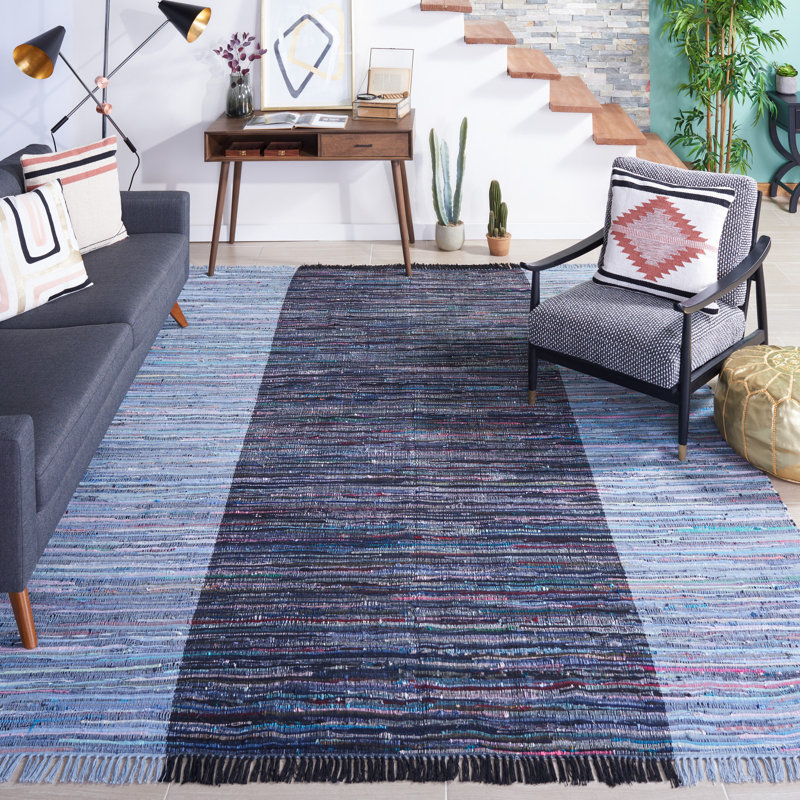 Mclean Rag Rug Flat Weave Cotton Striped Rug, Rectangle 6' x 9'