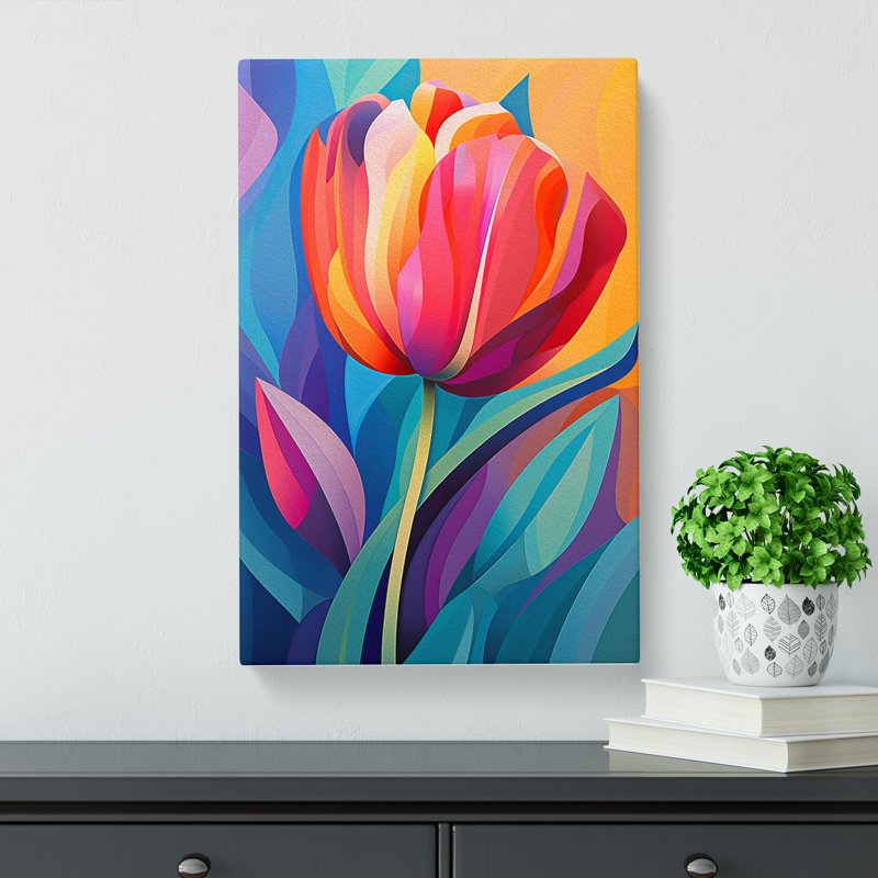 Tulip Flower Orphism - Wrapped Canvas, 76cm H x 50cm W x 3cm D