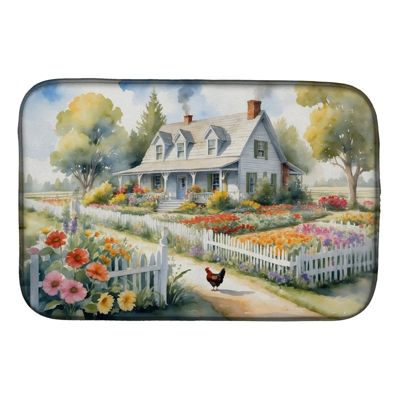 Tapis de séchage pour plat de jardin Chicken Farmhouse