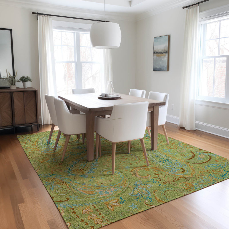 Kinslee Washable Paisley Indoor / Outdoor Rug, Rectangle 9' x 12'