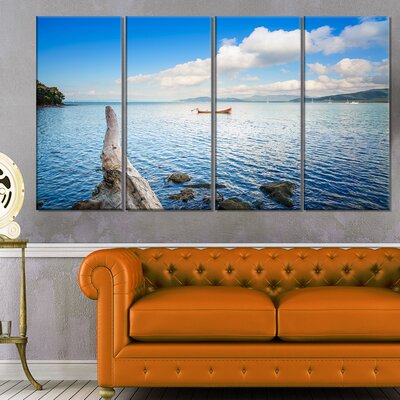 DesignArt Small Wooden Boat And Tree Trunk On Canvas 4 Pieces Print ...