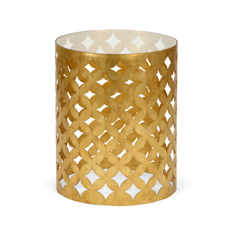 Harper 20'' Antique Gold Leaf Iron & Glass Bunching End Table