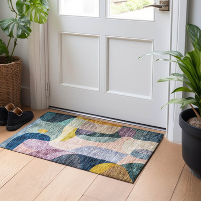 Machine Washable Indoor/Outdoor Chantille ACN1119 Green Rug