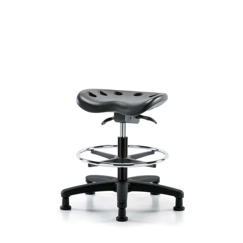 Tabouret de laboratoire à hauteur ajustable Tractor, Noir, Patins fixes, Noir