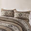 Ensemble d'édredon à rayures 5 pièces avec coussins décoratifs brun-122525028