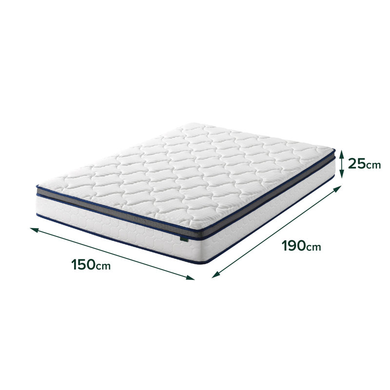Tight Top Pocket Spring Mattress 25cm/10in Height with Cushion Top, Kingsize (5' )