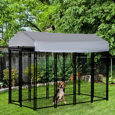 Enclos pour chien 8 'X 4' 6 '- Porte verrouillable, accès à l'eau, pour les moyennes et grandes races