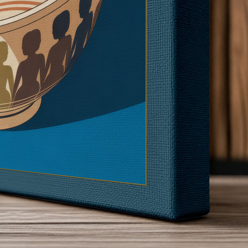 Kintsugi Vessel Modern 1 Piece Wrapped Canvas Wall Art, 24x16 - 61.0 x 40.6 cm, Teal Border