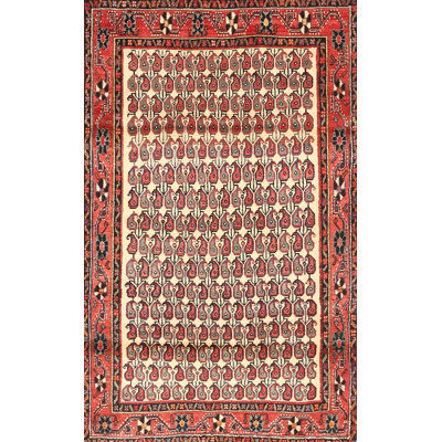 Tapis géométrique rouge / beige
