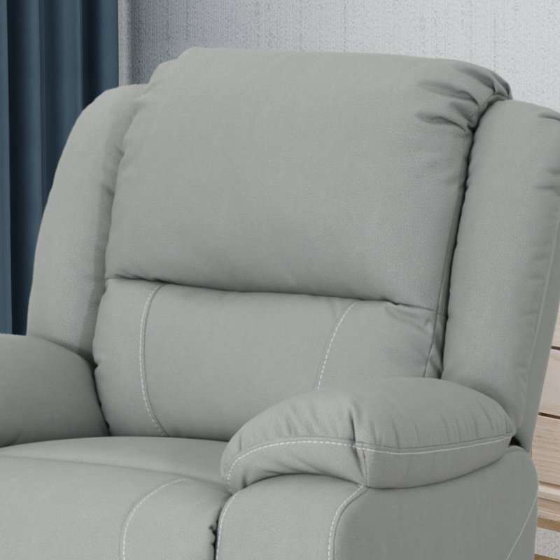 Anavia Faux Leather Swivel Recliner, Light Gray