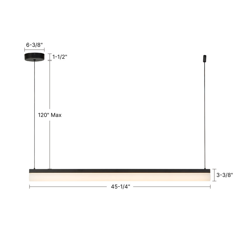 Nio 45-in Black dimmable LED Linear Pendant, Matte Black