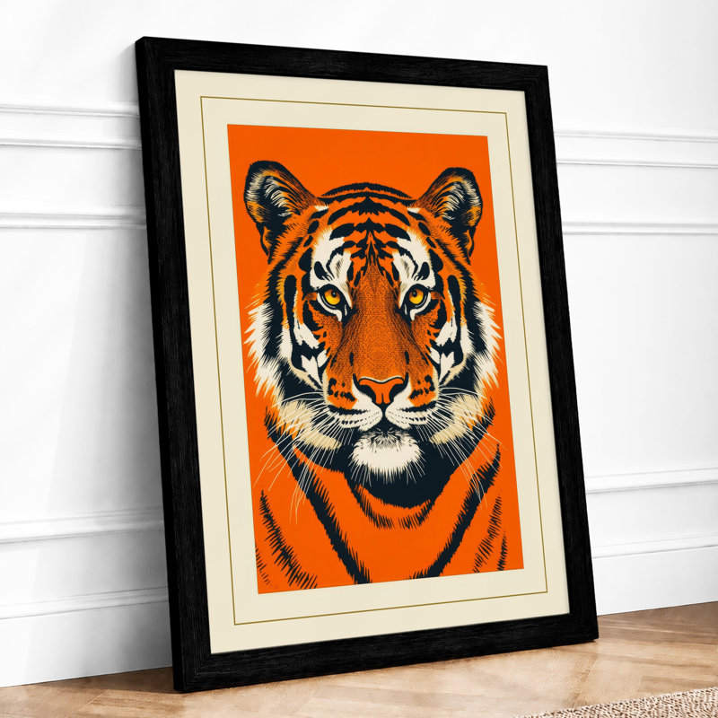 Tiger Face Bold Modern - Framed Print, A1 - 84.1 x 59.4 cm, Black