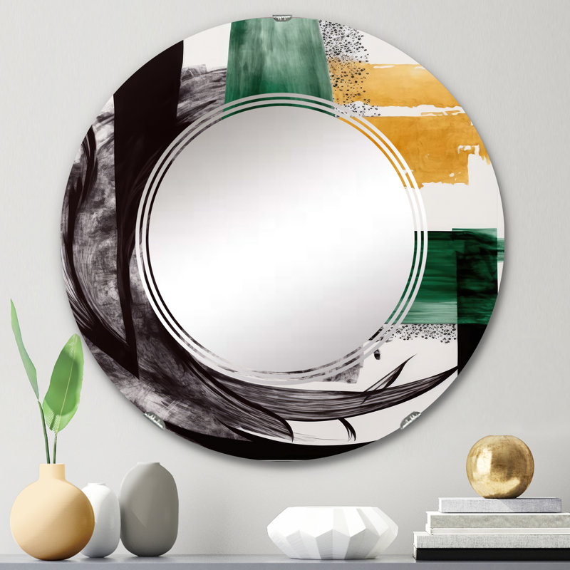 Modern Green Art Deco VI - Modern Transitional Wall Mirror, 24" x 24"