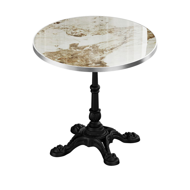 Table carrée en marbre fritté d'aspect marbre, Gris ardoise clair