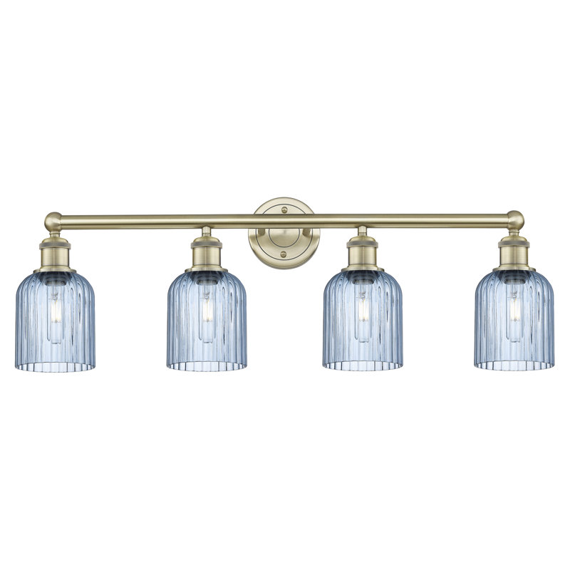 Fiennes 4 - Light Dimmable Vanity Light, Antique Brass, Blue