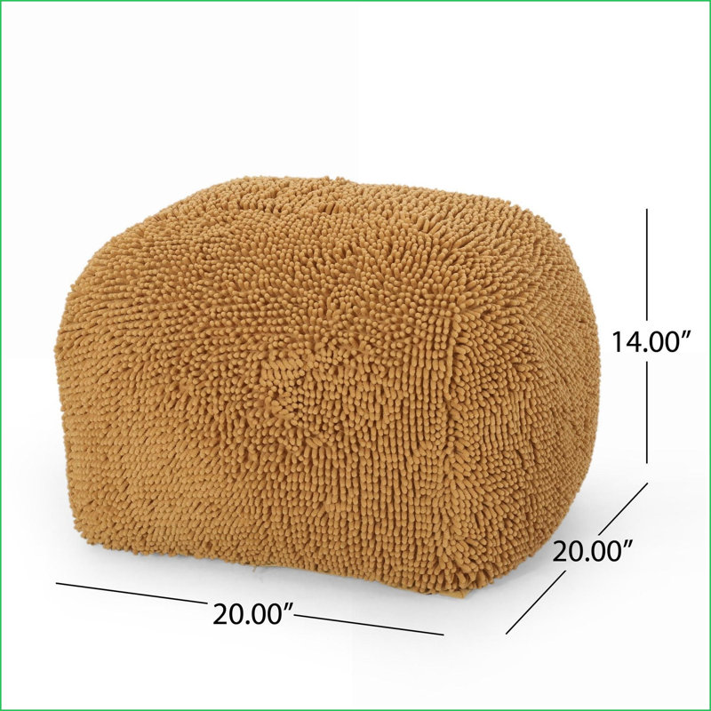 Pouf, siège décontracté très moelleux pour salon / chambre à coucher, entièrement assemblé | Jaune citron | Microfibre chenille