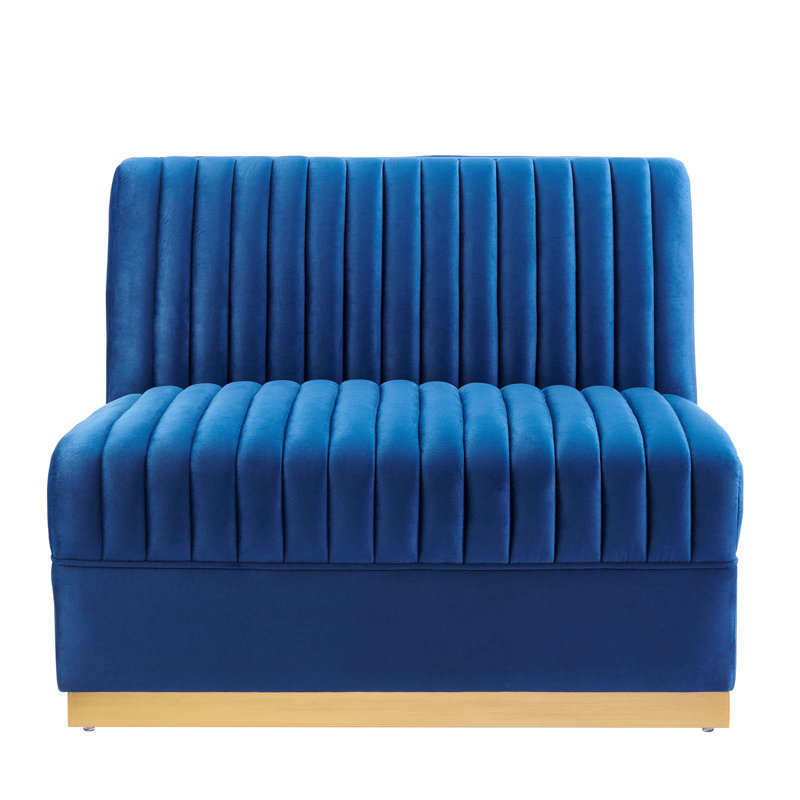 Fauteuil modulaire en velours Sanguine Channel, Velours bleu marine
