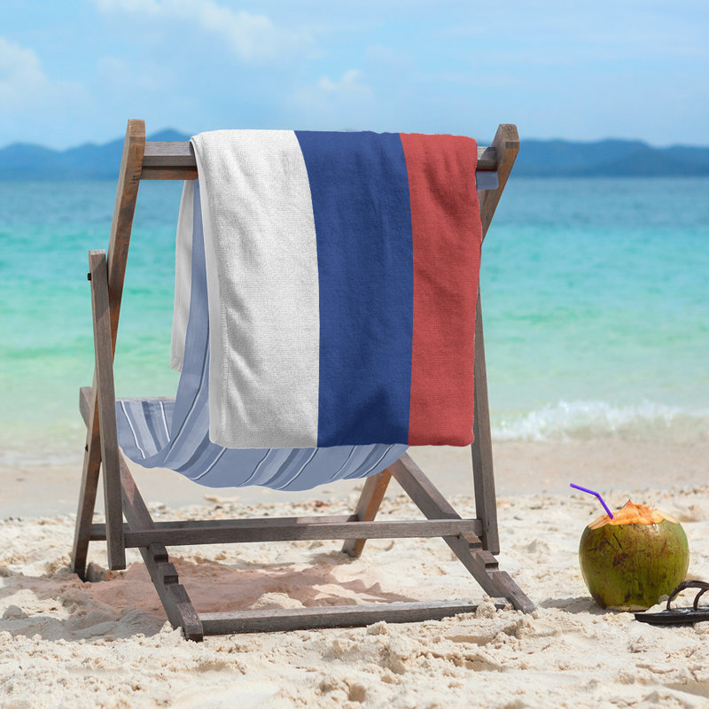 Beach Towel, White/Blue/Red, Microfiber