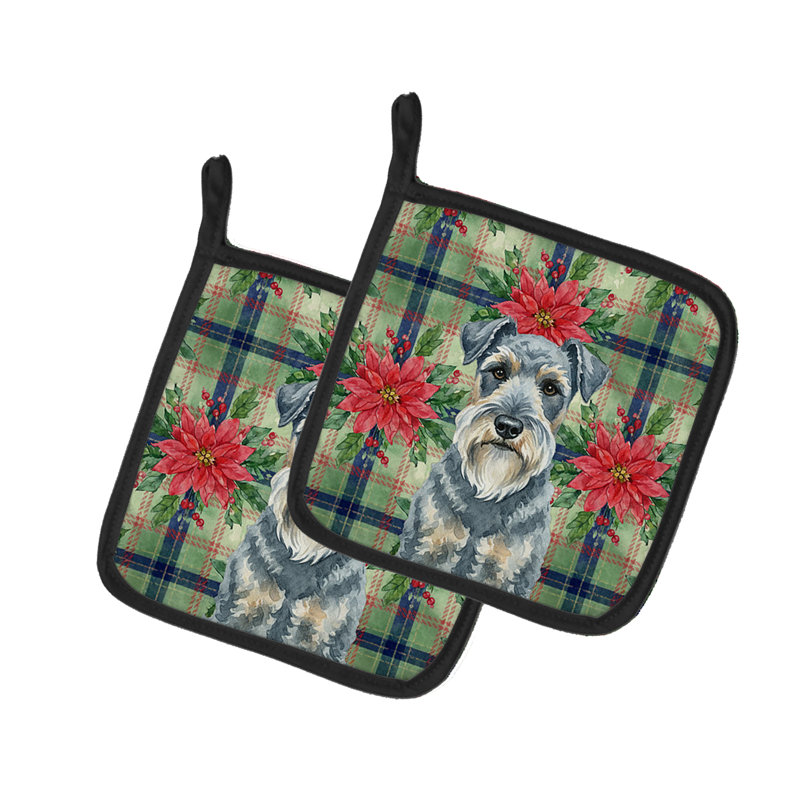 Paire de poignées Kerry Blue Terrier Christmas Poinsettas