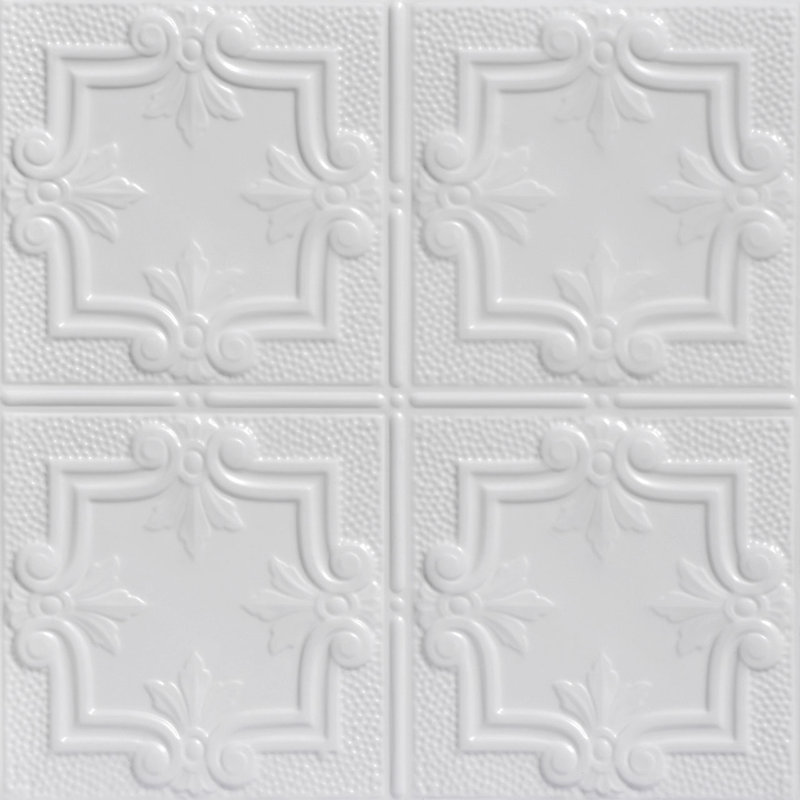 Tuile de plafond en étain 2 pi x 2 pi Antoinette, Blanc