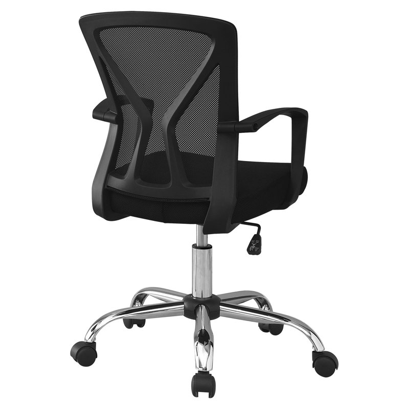 Chaise de bureau ergonomique en filet noir avec pivot à 360 degrés, hauteur réglable et siège extra large pour bureau à hauteur de dossier moderne, espace de travail pivotant fixe pour ordinateur