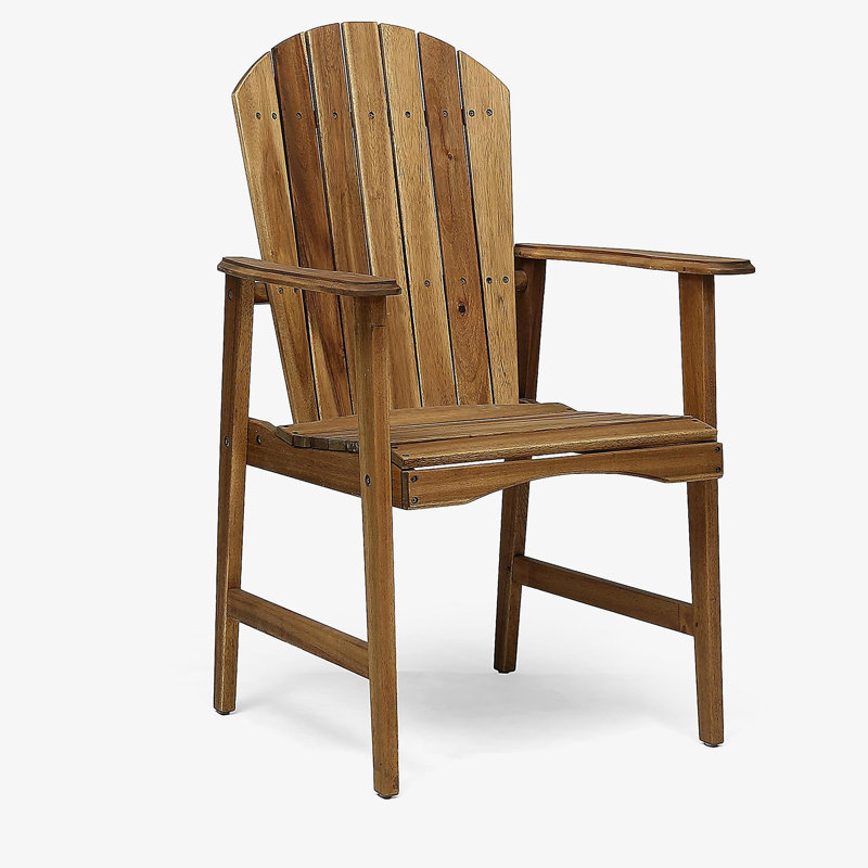 Outdoor Weather Resistant Acacia Wood Adirondack Dining Chairs, Set of 2, Natural