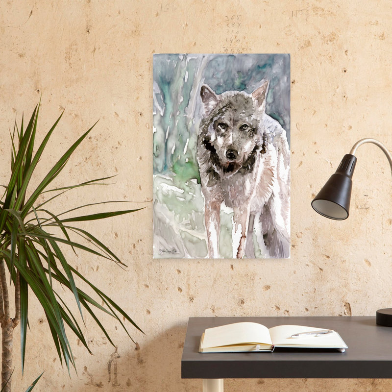 Pacific Coast Wildlife 1 Abstract Contemporary Wolf Landscape Wildlife Wall Art Print, 60.96cm H x 40.64cm W