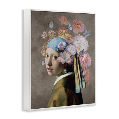 Portrait classique avec fleurs, estampe numérique par Reinders