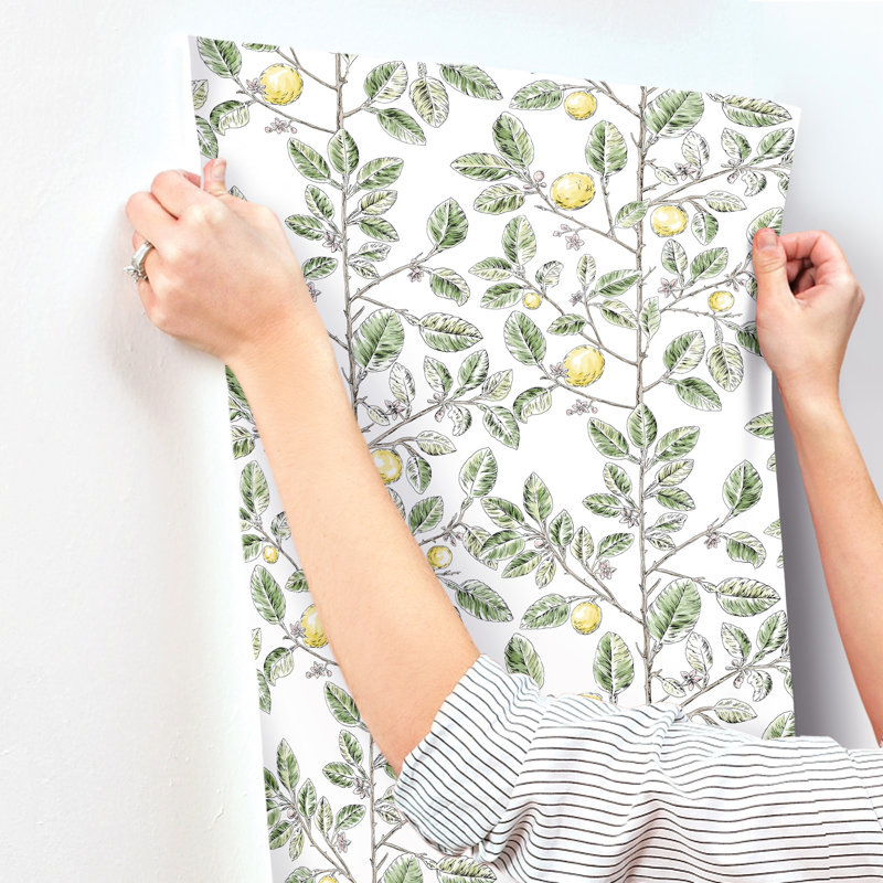 Limoncello Toile Floral Wallpaper Roll, Green