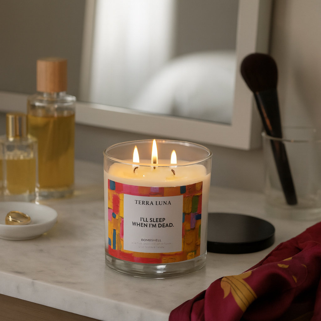 Decorative Glass Bombshell Scented Candle - Modern Candle for Bedroom, Coffee Table, Bookshelf, and Living Room Decor - 4", Orange & Yellow The Holiday Aisle®