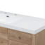 Meuble-lavabo de 60 po avec lavabo SMC, grande armoire de rangement moderne avec tiroirs à fermeture en douceur, boutons en métal argenté et 5 pieds en pin-766775028