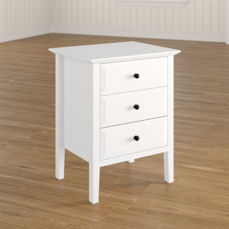 Xanthe 55.88cm W Solid Wood Bedside Table, White