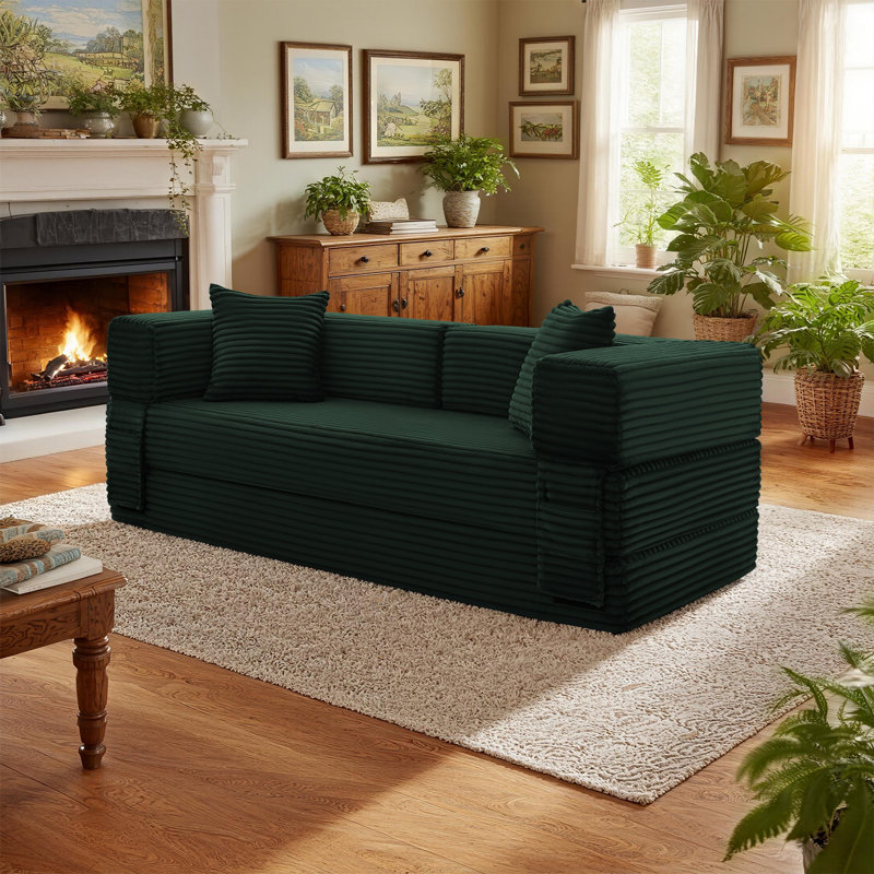 Boneless 78"Convertible Sleeper Sofa Bed with 3 Pillows, 2 in 1 Pull Out Cloud Sofa Bed,Corduroy Folding Mattress Couch Removable And Washable Sofa, Yoga Sofa Lounge Couch for Living Room Bedroom