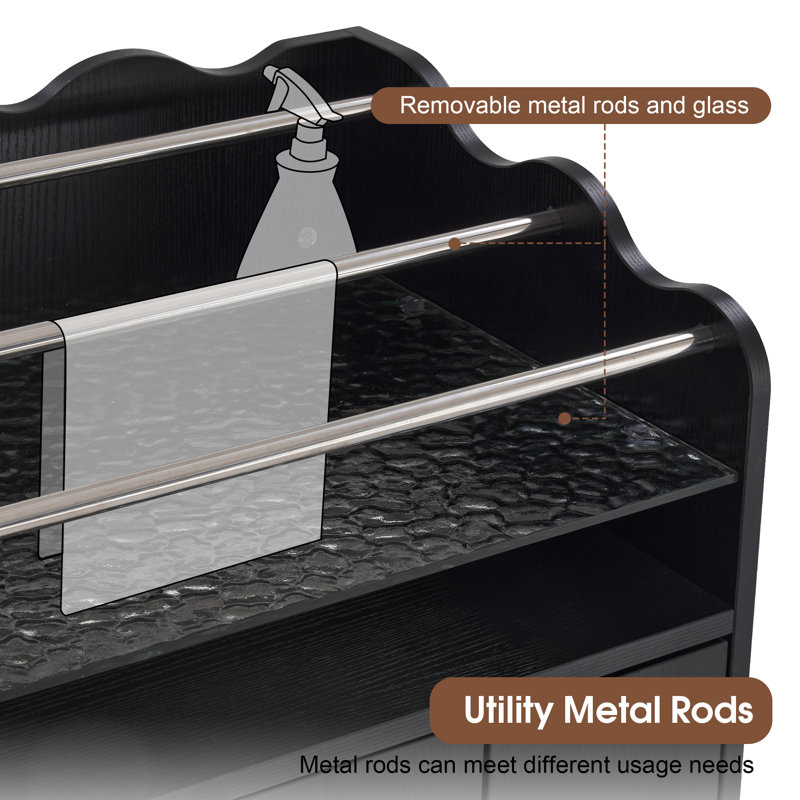 Salon Trolley Makeup Organizer with Drawer and Cabinet, Black