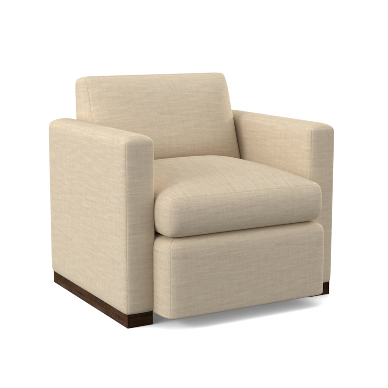 Ledger Swivel Lounge Chair, American Walnut, UV-Rollo Linen