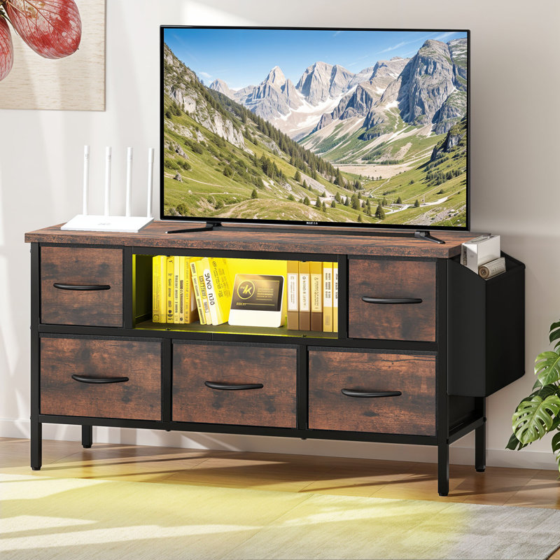  TV Stand For Tvs Up To With 5-Drawer, Brown, 50cm H x 100cm W x 35cm D