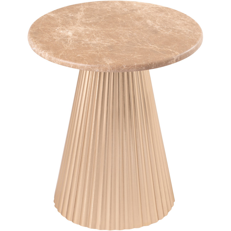 Table de bout Cindra, 17 po de hauteur, Beige, Laiton