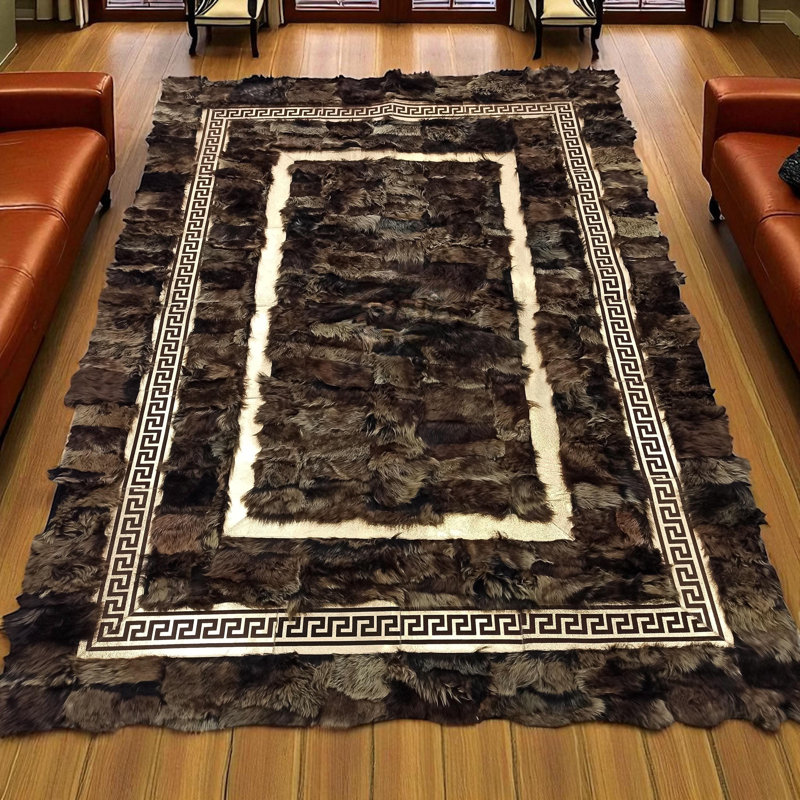 Tapis brun foncé en cuir toscan, Rectangle 8 pi 10 po x 12 pi