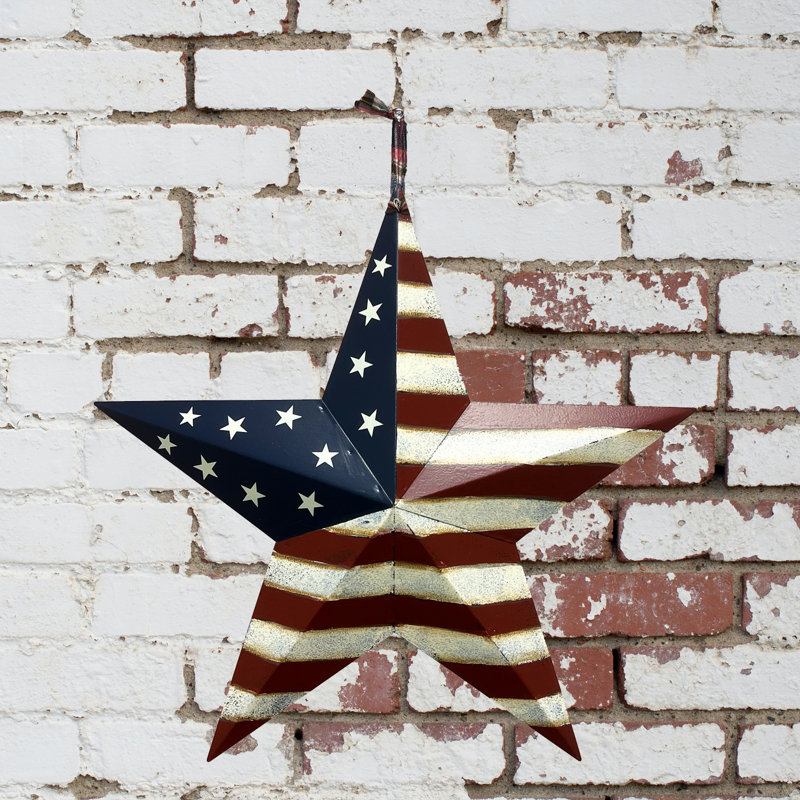 Décoration murale étoile de grange en métal patriotique en métal «Old Glory», H 22 po x l 22 po x P 3 po