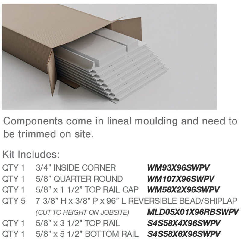 Deluxe Shiplap with a Nickel Gap 8' Length PVC Wainscoting Kit, 40"