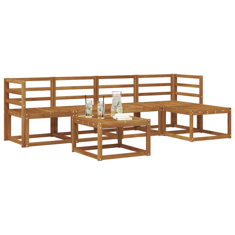Vidaxl Outdoor Sofa Set 6 Pcs Solid Acacia Wood Garden Couch Sectional Seating
