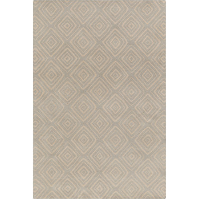 Willa Authentic Hand-Tufted Handmade Cream Concentric Diamond Design on Gray Blue Wool Transitional Area Rug