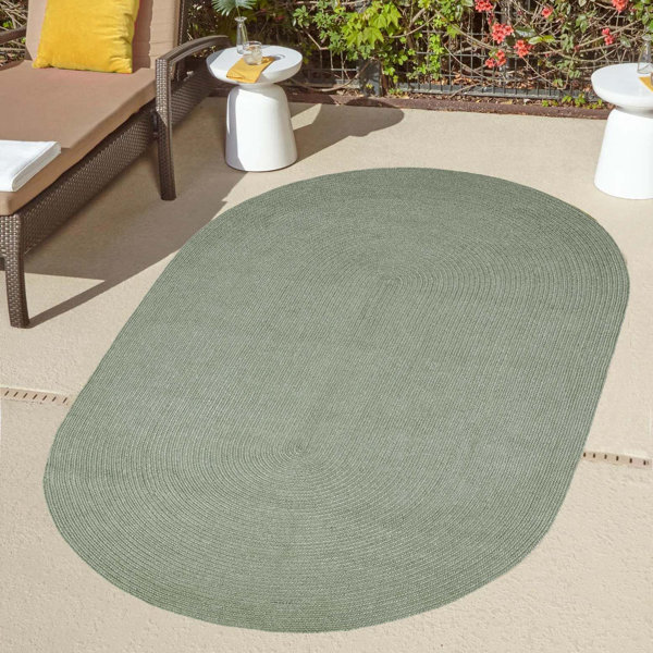 August Grove® Neufeld Braided Fog Green Indoor/Outdoor Area Rug ...
