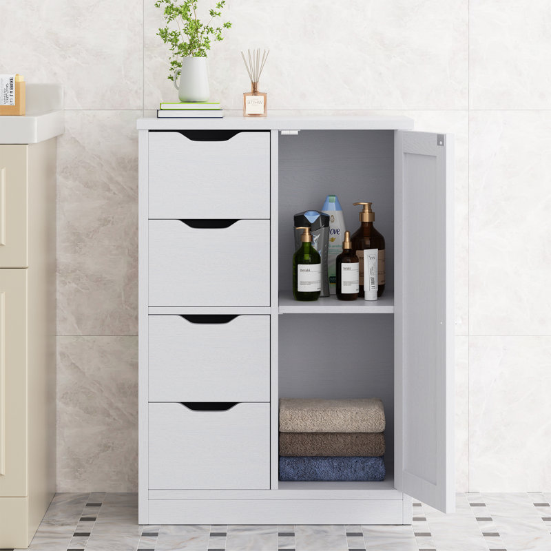 Free-Standing Bathroom Storage Cabinet, White