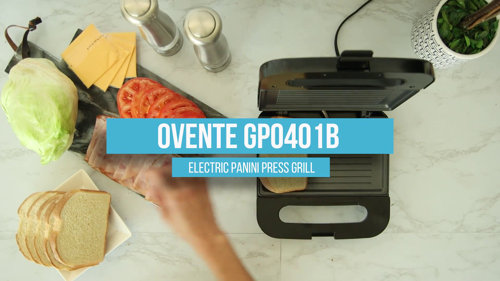 Ovente Compact Electric Panini Press Grill GP0401B