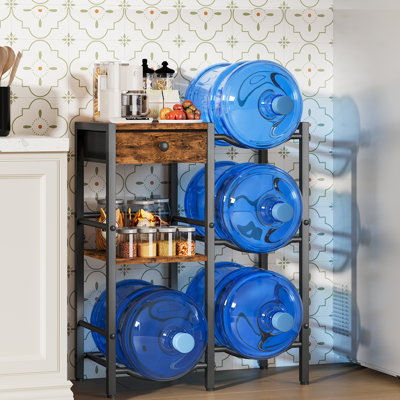  4-tier Water Rack Stainless Steel Heavy Duty Water Cooler Jug Rack, Metal Storage Rack Water Bucket Holder