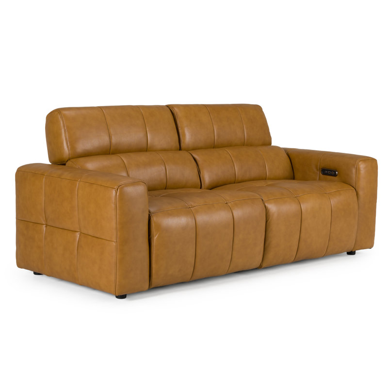 Chevak Brown Leather Sofa W/ 2 Recliners