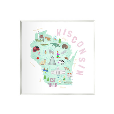 Au-617-Giclee " Pastel Wisconsin Landmark Diagram " by Carla Daly