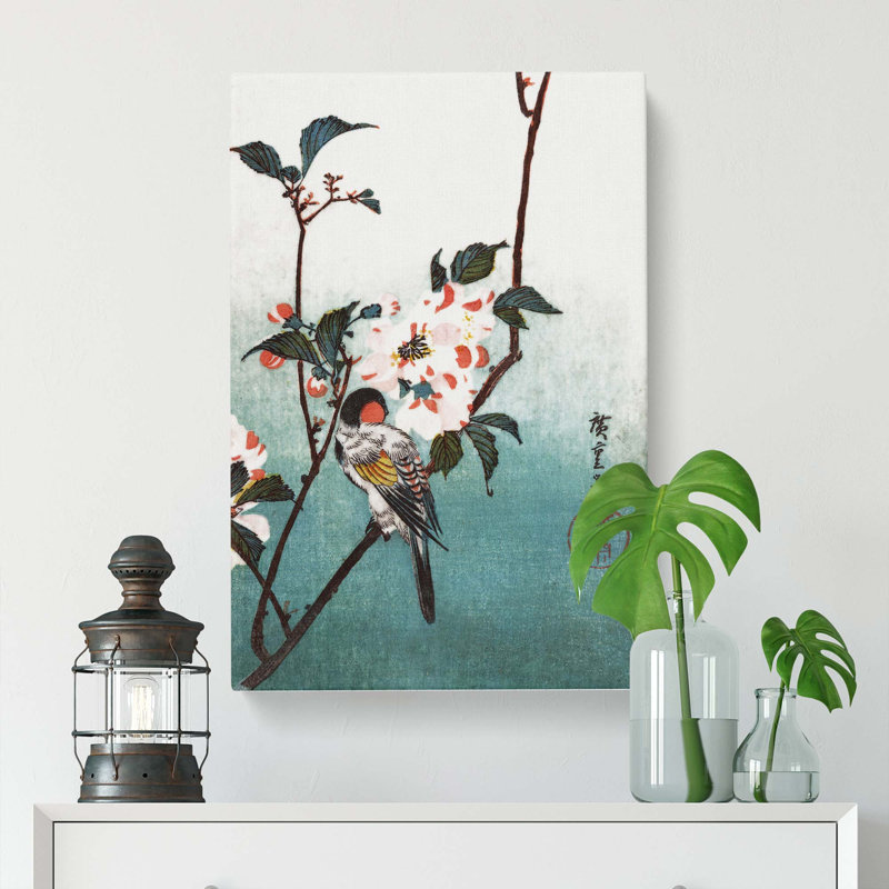 A Bird upon a Cherry Branch by Utagawa Hiroshige - Wrapped Canvas, 60cm H x 40cm W x 3cm D