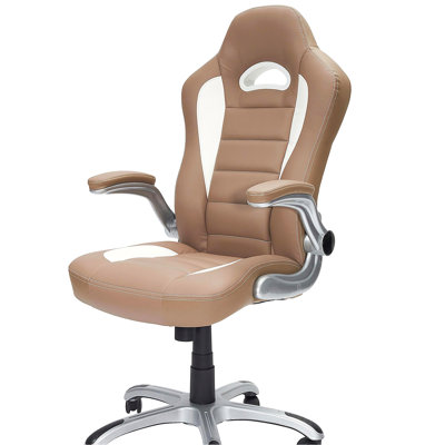 Mobili High Back Executive Sport Race Office Chair with Flip-Up Arms, Camel